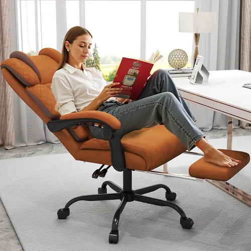 Miniatura 9 de Silla de oficina con reposapiés, silla de escritorio ejecutiva de respaldo alto de 400 libras, reclinable de 155°, almohada de soporte lumbar