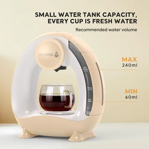 Miniatura 7 de Cafetera de una sola porción para cápsulas K Cup y café molido/té, preparación rápida en 2 minutos, cafetera 2 en 1 con un botón, tamaños de Champán