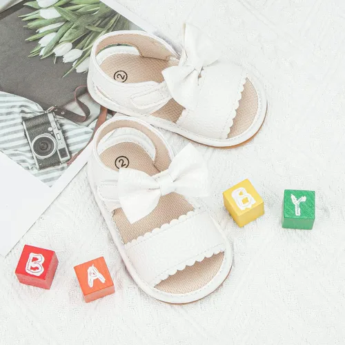 Miniatura 5 de Sandalias para bebé niña, suela de goma antideslizante suave, sandalias casuales de playa para recién nacidos, con lazo, zapatos de verano