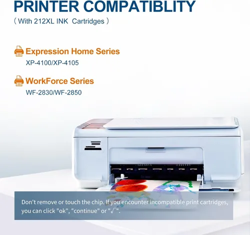 Miniatura 3 de 212XL - Cartuchos de tinta de alto rendimiento remanufacturados para Epson 212 cartuchos de tinta compatibles con Epson Workforce WF-2830 WF-2850