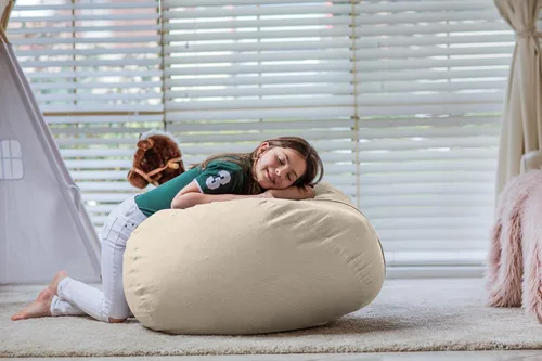 Miniatura 7 de WEKAPO Puf de almacenamiento de animales de peluche para niños, puf con cremallera rellenable para organizar juguetes de peluche, lona de algodón
