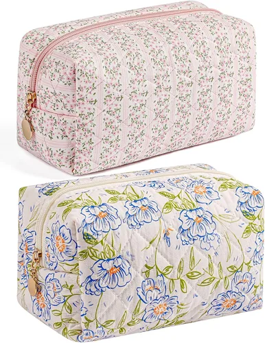 Miniatura 46 de Bolsa de maquillaje de viaje para mujeres y niñas, bolsa de maquillaje con cremallera, flores florales, organizador de maquillaje, bolsa de tela