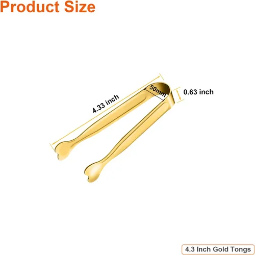 Miniatura 6 de Mini pinzas para servir, paquete de 18 pinzas de acero inoxidable para azúcar, pinzas de hielo de 4.3 pulgadas, pinzas para aperitivos de cocina