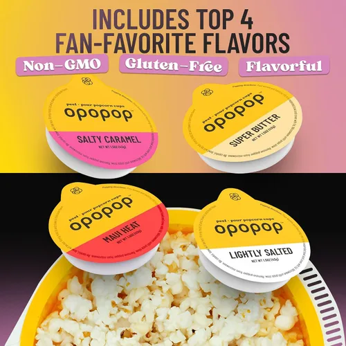 Miniatura 2 de Opopop Palomitas de maíz para microondas - Paquete variado de 4 unidades Kit de palomitas gourmet, Recipiente plegable de silicona para hacer