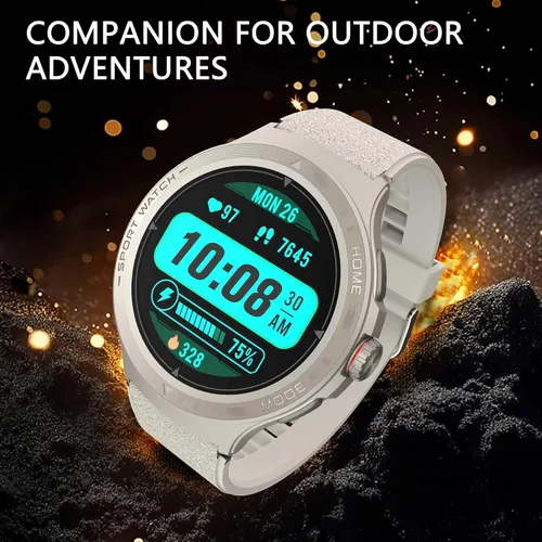 Miniatura 6 de Reloj inteligente militar con monitor de frecuencia cardíaca, brújula, linterna, GPS, reloj inteligente de 1.43 pulgadas con más de 170 modos
