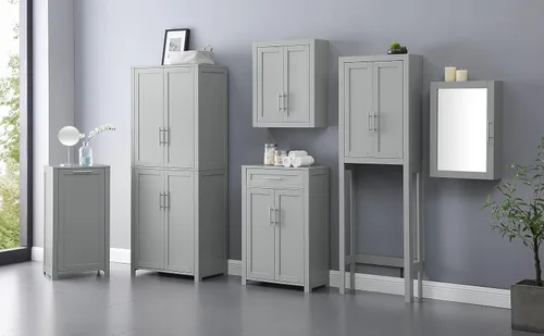 Miniatura 10 de Crosley Furniture Savannah Armario de almacenamiento para baño montado en la pared con estantes para medicinas, Gris