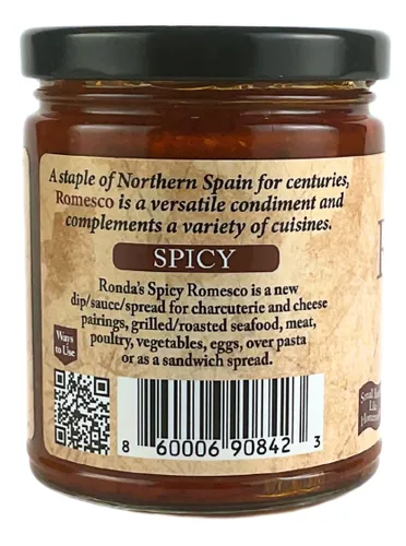 Miniatura 5 de Spicy Romesco by Ronda's Fine Foods Sumerge, salsa, untar Tarro de 9.0 onzas Gourmet, lote pequeño Almendras, aceite de oliva puro