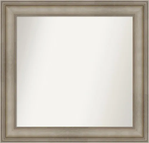 Miniatura 299 de Amanti Art Espejo de baño plateado para sobre el fregadero, 26 x 26 pulgadas, espejo cuadrado de plata antigua, marco de madera tradicional mediano