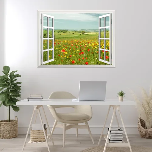 Miniatura 3 de Wall26 - Adhesivo para pared / Mural para pared, extraíble, diseño de río en un pueblo tranquilo, decoración para pared, vista creativa de ventana