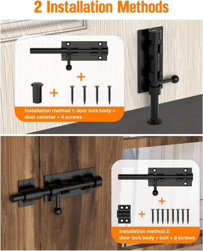 Miniatura 3 de Pestillo de perno de barril, pestillo de puerta de cobertizo de 6 pulgadas, pestillo de puerta deslizante resistente, cerradura de perno de barra