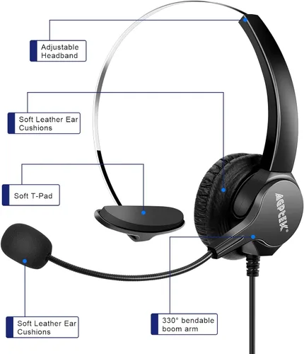Miniatura 2 de AGPtEk – teléfono intercomunicador centro de llamadas con auricular., Negro