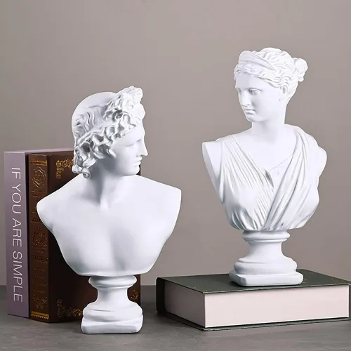 Miniatura 4 de Estatua clásica griega de busto de David Man de 11.8 pulgadas, escultura de resina grande de resina romana Apolo para decoración del hogar
