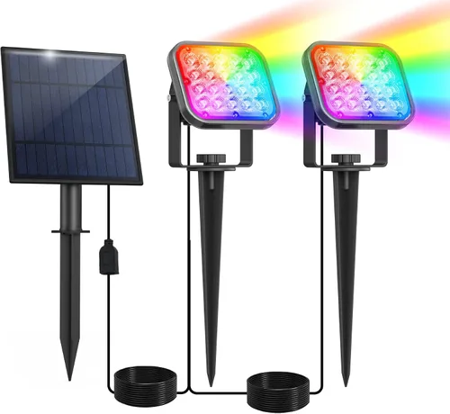 Miniatura 15 de Luces solares para exterior, focos de paisaje IP65 impermeables con cable de 3m, luces de pared para exterior con encendido y apagado automático