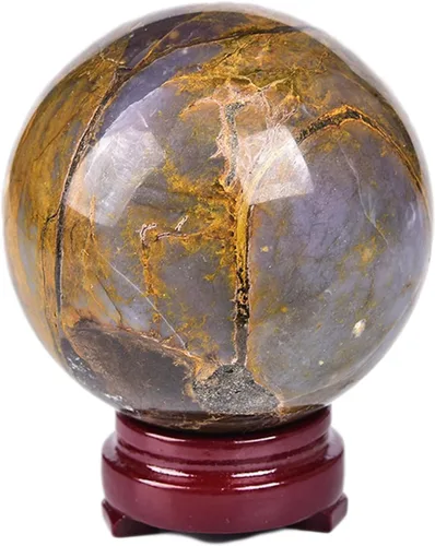 Miniatura 32 de JIC Gem Esfera de cristal de cuarzo Pietersite, bola de cristal decorativa azules y marrones dorados para meditación, decoraciones de mesa