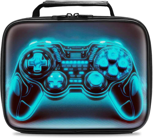 Miniatura 9 de Lonchera de cuero para niños, lonchera de cuero para niños, regalos para jugadores, lonchera aislada para videojuegos, lonchera portátil