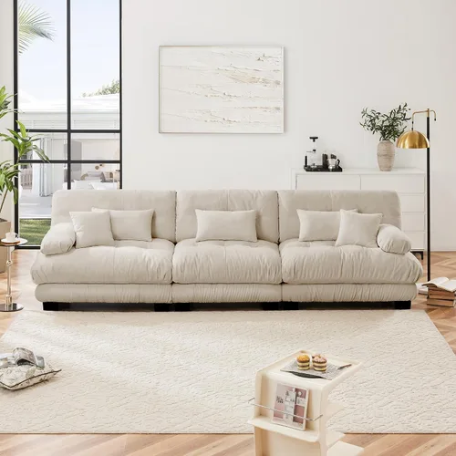 Miniatura 103 de Otomana beige para sofá modular modular, sofá individual, asiento otomano para sofá modular convertible, sofás de terciopelo para sala de estar