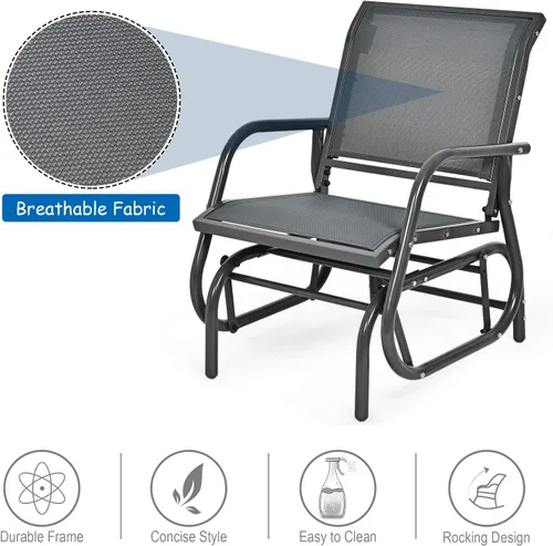 Miniatura 5 de Giantex Silla columpio con marco de metal de estudio, cómoda silla de patio para jardín, porche, patio trasero, piscina, mecedora para césped al Gris