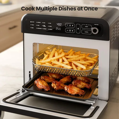 Miniatura 6 de Kismile Combo de horno tostador de freidora de aire de 18 cuartos de galón, horno de convección de encimera 12 en 1, 70 a 450 ℉, hornear, asar