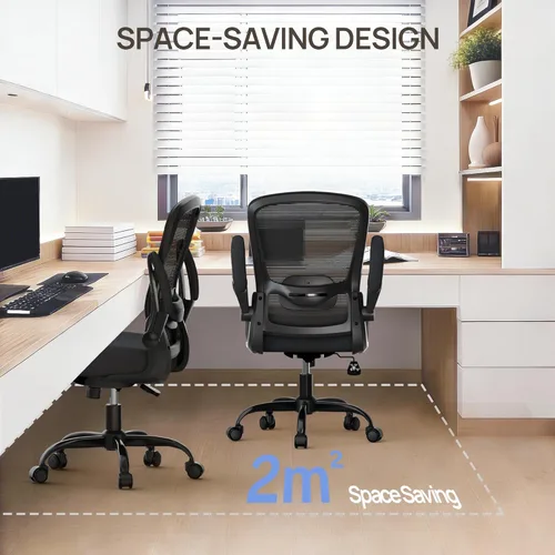 Miniatura 6 de Mimoglad Silla de oficina ergonómica – Silla de escritorio con reposabrazos abatibles y reclinable de 135°, soporte lumbar ajustable – Silla