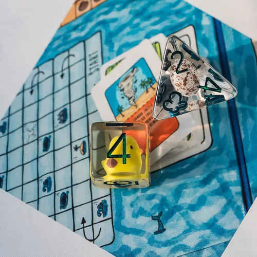 Miniatura 8 de Cusdie 8 dados DND, juego de dados poliédricos rellenos de animales, juego de dados de animales para juegos de rol, dados D&D