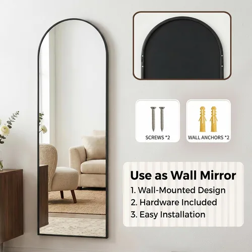 Miniatura 9 de Antok Espejo colgante de longitud completa sobre la puerta, espejo de pared independiente para dormitorio, sala de estar, entrada, 48 pulgadas