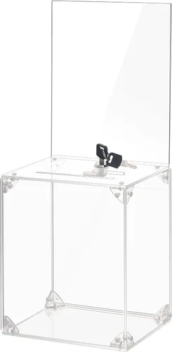 Miniatura 10 de KYODOLED Caja negra para donaciones para recaudación de fondos, caja de sugerencias con cerradura y llave, caja de rifas para boletos con soporte