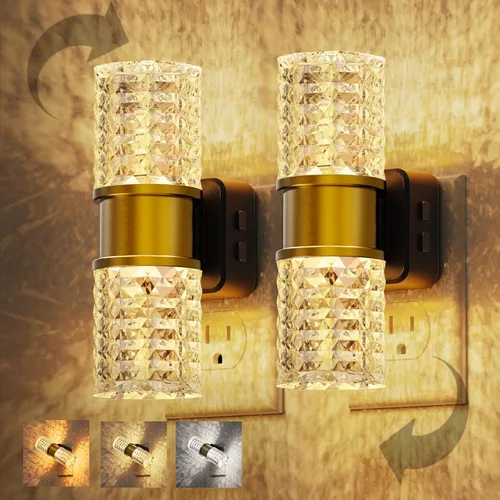Miniatura 9 de Luces nocturnas que se enchufan a la pared, luz nocturna que cambia de color con enchufe giratorio, sensor de luz del atardecer al amanecer y brillo
