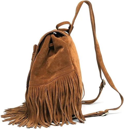 Miniatura 3 de Mochila para mujer, bolso de hombro con flecos y borlas, de piel sintética, bolso de viaje de moda