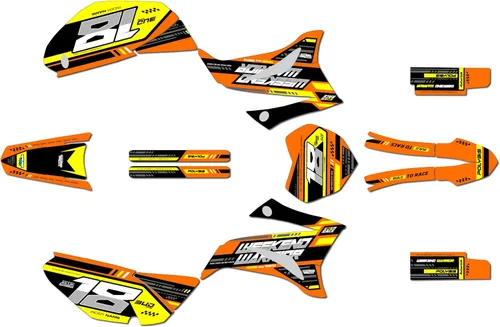 Miniatura 9 de Kit de gráficos Kalair GFX para Yamaha TTR 125 (2008-2023) Serie Warrior Azul 16 Mil - Juego de calcomanías adhesivas de carreras personalizadas