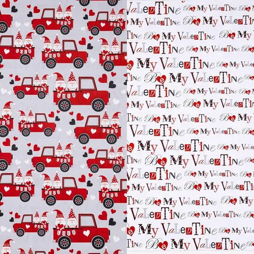Miniatura 7 de RUSPEPA Rollo de papel de regalo reversible, mini rollo, diseño de pareja de gnomos rojos en camión, ideal para el día de San Valentín, fiesta