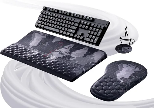 Miniatura 9 de Ospelelf Almohadilla Ergonómica para Mouse y Soporte con Reposamuñecas para Teclado, Comodidad de Espuma Viscoelástica, Alivio del Dolor para Flores