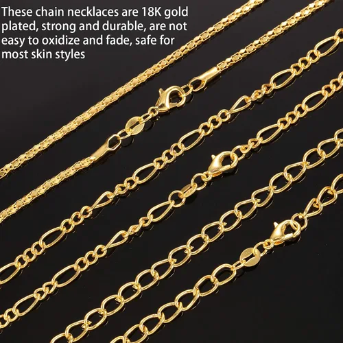 Miniatura 2 de Blulu - 24 piezas de collar de cadena chapado en plata u oro para suministros de fabricación de joyas y manualidades, 20 pulg., Plata Dorado