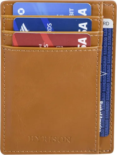 Miniatura 8 de HYRISON Cartera de piel con bolsillo frontal minimalista para hombres y mujeres, con bloqueo RFID