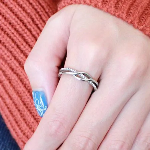 Miniatura 2 de Jude Jewelers Anillo de compromiso con nudo ondulado de acero inoxidable para compromiso, boda, aniversario