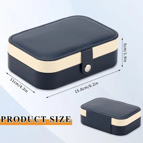 Miniatura 2 de Joyero de viaje, organizador de joyas pequeño de piel sintética para mujeres y niñas, mini estuche de viaje portátil de doble capa para guardar