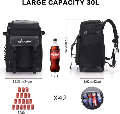 Miniatura 3 de Mochila enfriadora, mochila para 42 latas, a prueba de fugas, bolsa térmica aislada, mochila ligera para hielera, mochila de almuerzo