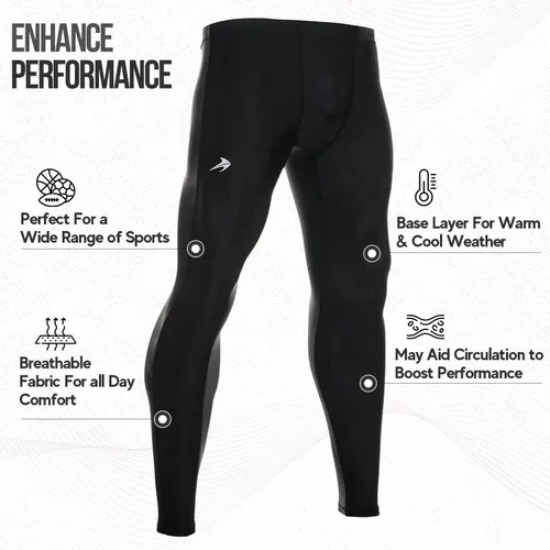 Miniatura 2 de CompressionZ Pantalones de compresión para hombre, para entrenamiento, deportes Leggings de capa base para correr