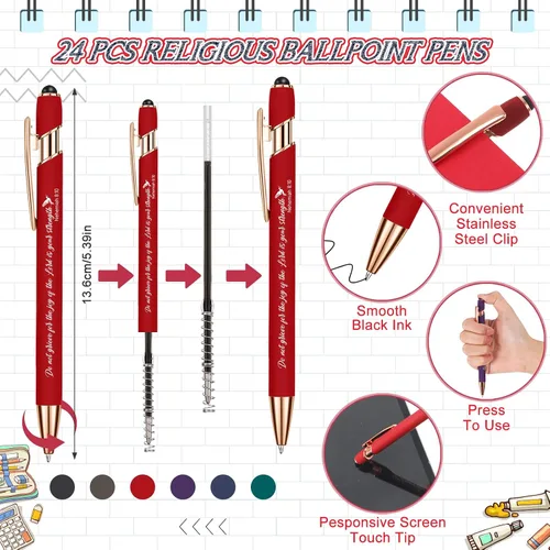 Miniatura 4 de Engrowtic Juego de 48 piezas de regalo cristiano, cuadernos en espiral con versículo bíblico A5 y bolígrafos para apreciación de maestros, primera