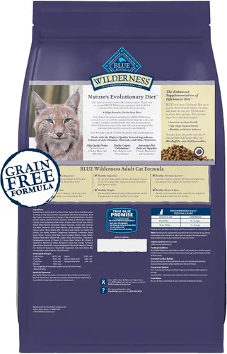 Miniatura 2 de Blue Buffalo Wilderness - Dieta Evolutiva Natural de la Naturaleza, Alimento Seco Natural para Gatos Adultos Alto en Proteínas y Sin Granos, Sabor