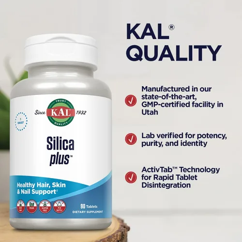 Miniatura 6 de KAL Silica Plus, Gel de Sílice con Extracto de Cola de Caballo, Apoyo para Cabello, Piel y Uñas Saludables, Máxima Absorción, Cabello Vibrante, Piel