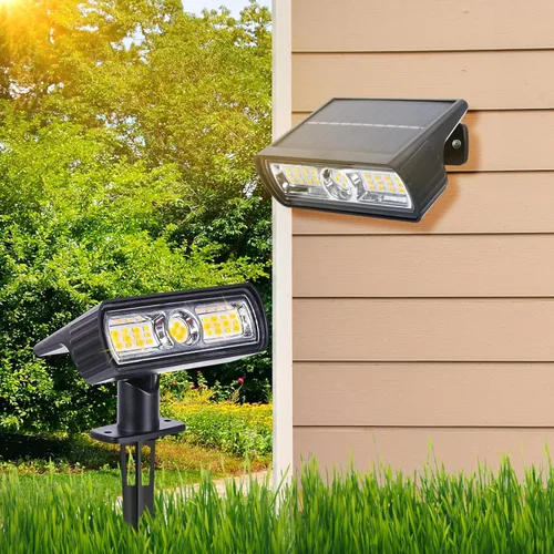 Toodour Foco solar para exteriores, paquete de 2 luces solares para exteriores con 2 modos, luces de inundación impermeables alimentadas por energía