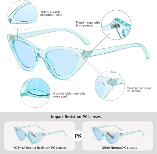 Miniatura 4 de Lentes de sol retro para mujer, con marco de plástico y diseño con estilo ojo de gato YOSHYA