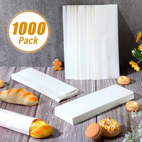 Miniatura 2 de Zhehao 1000 bolsas de cubiertos de churro, fundas de papel kraft blancas, bolsas de papel para galletas, cubiertos de papel para panadería