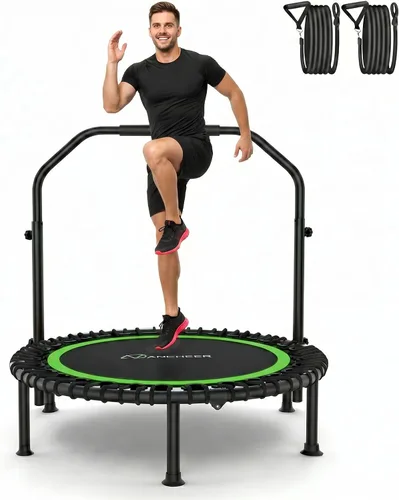 ANCHEER Rebounder Trampolín de 40 pulgadas/48 pulgadas con mango ajustable de 4 niveles, máximo 400-450 libras, trampolín de fitness resistente,
