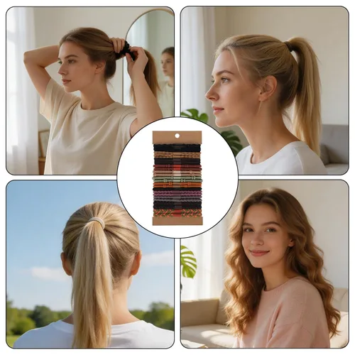 Miniatura 7 de 20 pulseras para el cabello para mujeres y hombres, pulseras bohemias para el cabello, elásticas para el cabello, sin daños, para cabello grueso