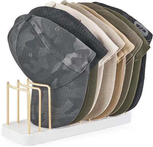 Miniatura 8 de Mkono Organizador de sombreros para gorras de béisbol, soporte para sombreros para 10 gorras de béisbol, soporte para sombreros de mesa, organizador