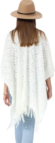 Miniatura 13 de Soul Young - Chal de punto para mujer, poncho con flecos y capa