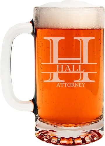 Miniatura 46 de Taza de cerveza de vidrio con monograma grabado de 16 onzas (letra B), regalos de cerveza personalizados de la A-Z para hombres, Día del Padre