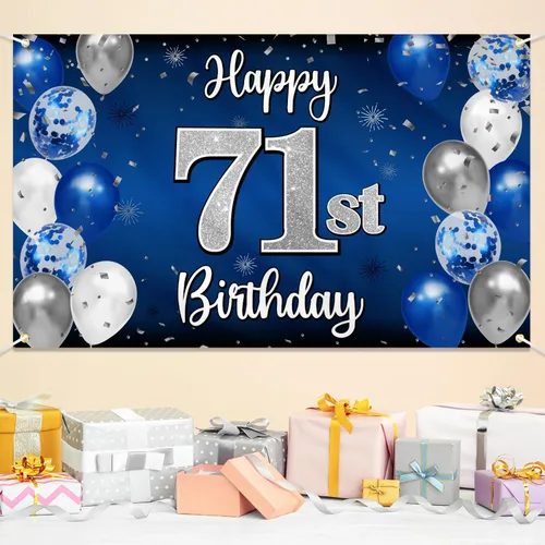 Miniatura 123 de Decoración de feliz cumpleaños 35, globo azul y plateado de 35 años, cartel grande de telón de fondo de cumpleaños, suministros para fiesta de 35th