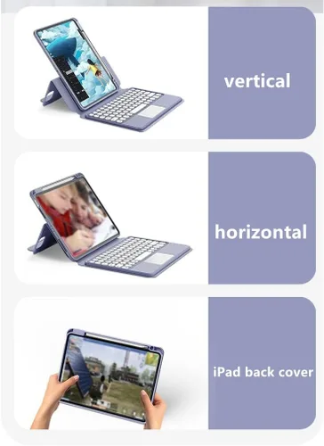 Miniatura 4 de Funda con teclado para iPad mini6 con panel táctil horizontal o vertical, magnética, desmontable, teclado BT transparente para iPad Mini 6ª Azul
